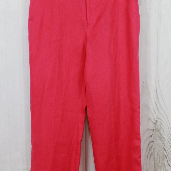 NWT CHAPS Pool Side Pink Linen Flat Front Lined Dress Pants Size 8 - Picture 3 of 11